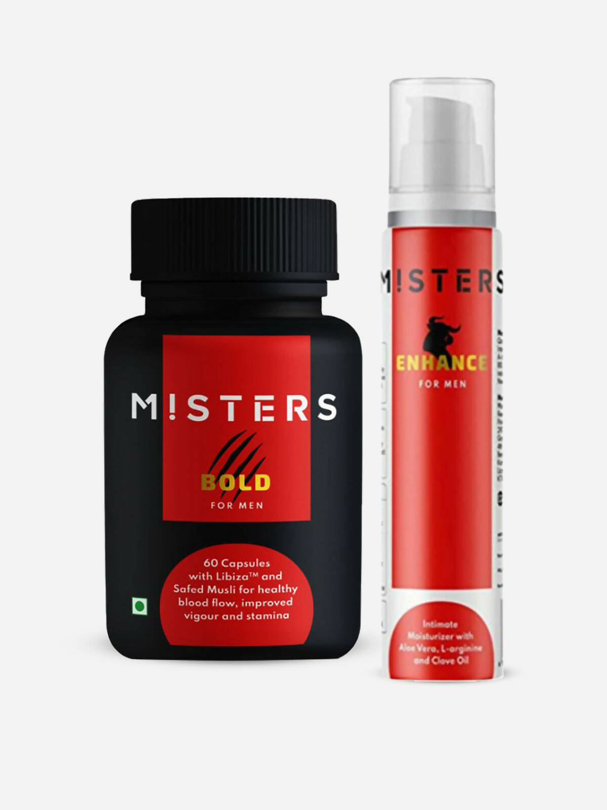 Two products from the brand 'MISTERS' on a white background