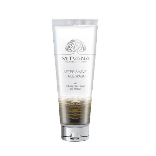 Mitvana after shave face wash tube on a white background