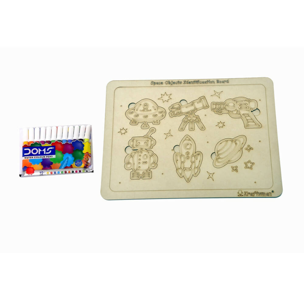 Kraftsman Space Objects Identification Puzzle Board With Color Kit Included