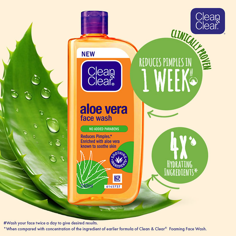 Clean & Clear Aloe Vera Face Wash - Gentle Hydrating Cleanser for Oily Skin
