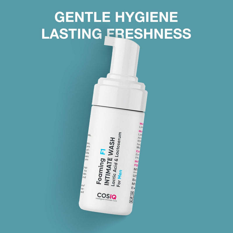 Cos-IQ Foaming F1 Intimate Wash For Men, Hygiene Wash with Lactic Acid & Lactoserum