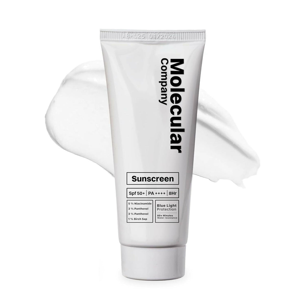 Tube of Molecular Company sunscreen with a white background
