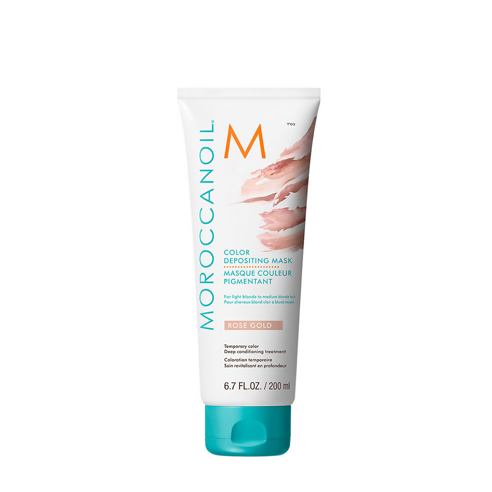 Moroccanoil hair mask tube on a white background