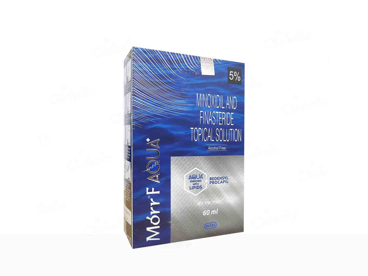 Morr Aqua Minoxidil and Finasteride Topical Solution packaging on a white background