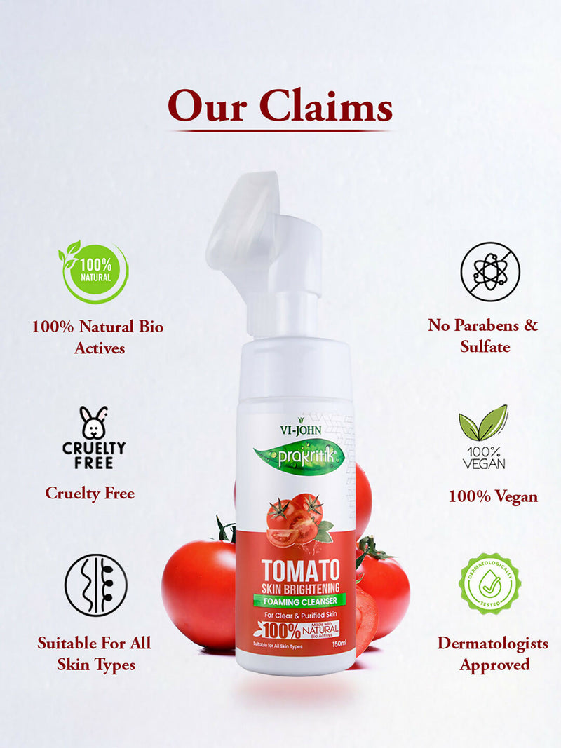 VI-JOHN Prakritik Tomato Skin Brightening geling For Detans,100% Natural Bio Actives Face Wash