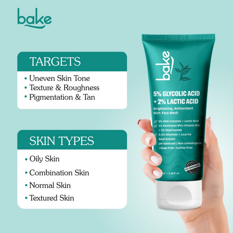 Bake 5% Glycolic Acid + 2% Lactic Acid Daily Face Wash