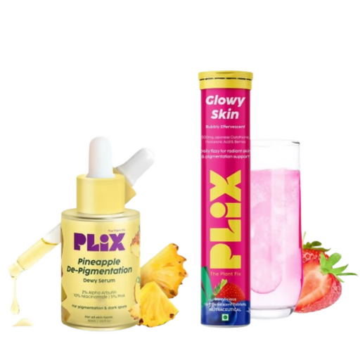 PLIX The Plant Fix Glutathione Skin Glow Effervescent Tablets And Pineapple Serum Combo