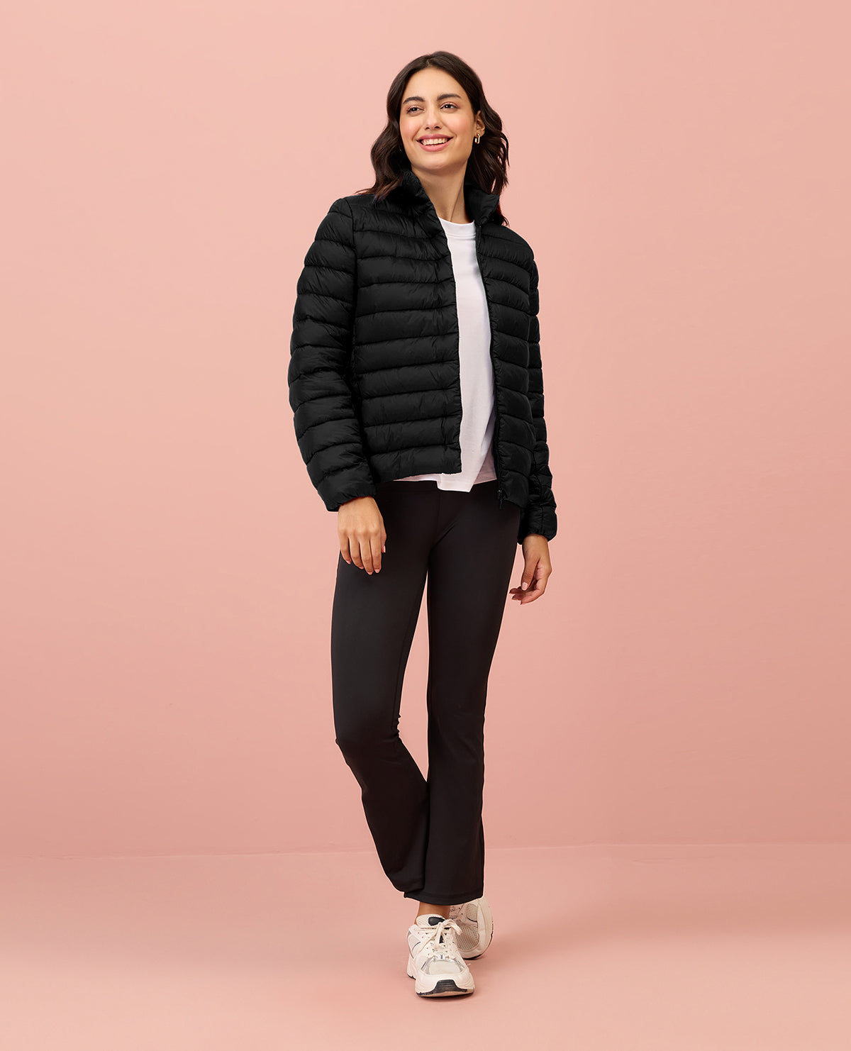 NYKD By Nykaa Ultra Light Weight Puffer Jacket with Inbuilt Bag (Set of 2)-NYAT405-Black
