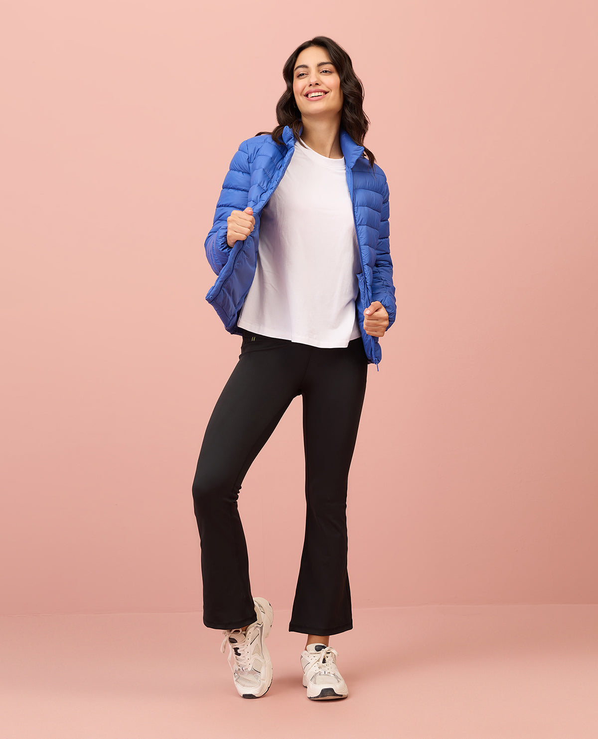 NYKD By Nykaa Ultra Light Weight Puffer Jacket with Inbuilt Bag (Set of 2)-NYAT405-Blue