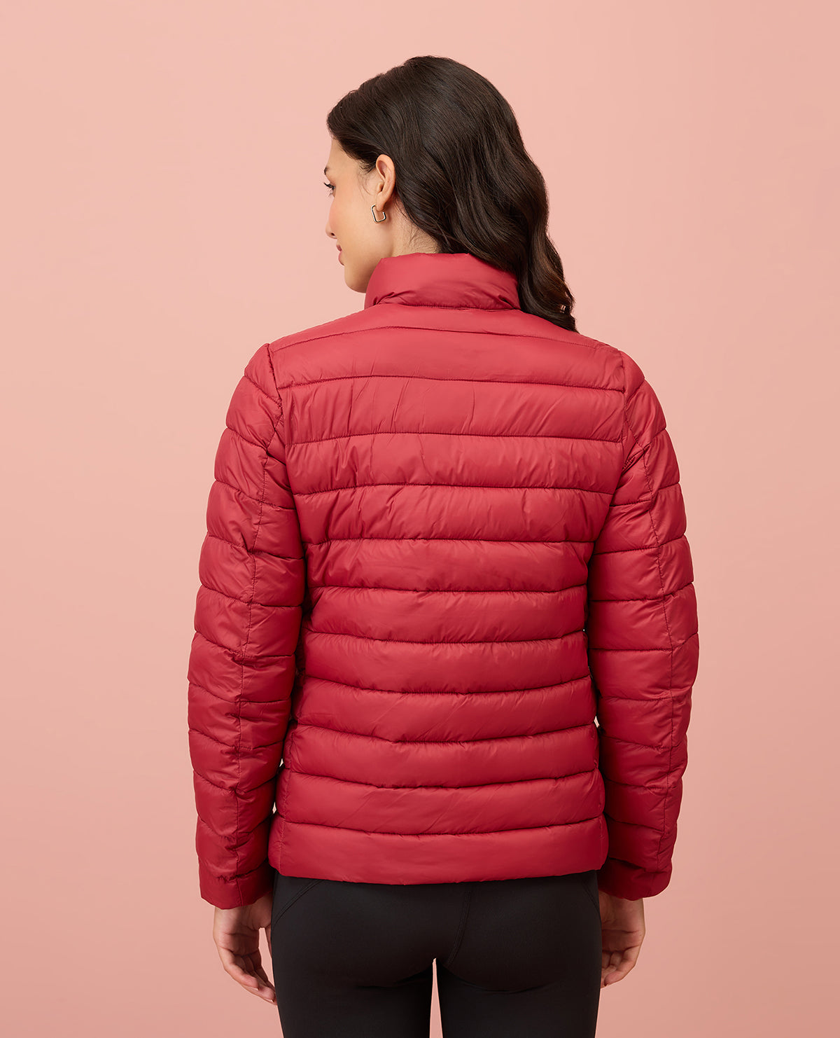 NYKD By Nykaa Ultra Light Weight Puffer Jacket with Inbuilt Bag (Set of 2)-NYAT405-Red