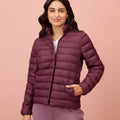 NYKD By Nykaa Ultra Light Weight Puffer Jacket with Inbuilt Bag (Set of 2)-NYAT405-Wine