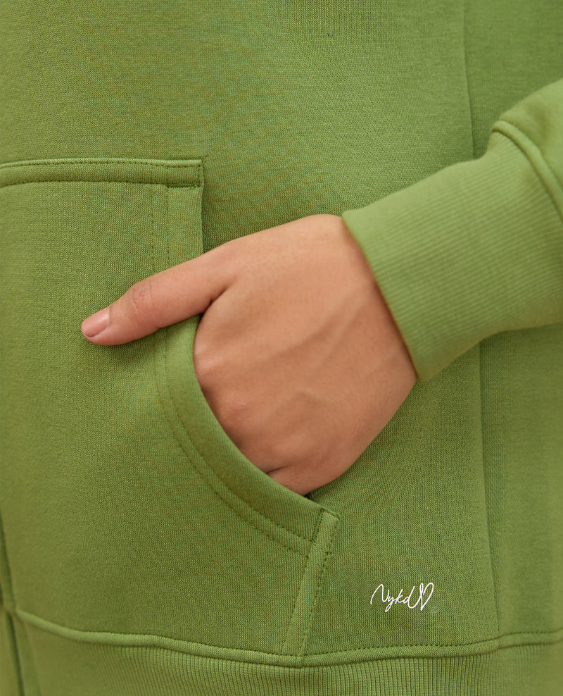 NYKD By Nykaa Cozy Fleece Zippered Jacket -NYLE704-Green