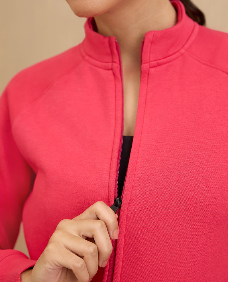 NYKD By Nykaa Cozy Fleece Zippered Jacket -NYLE704-Red