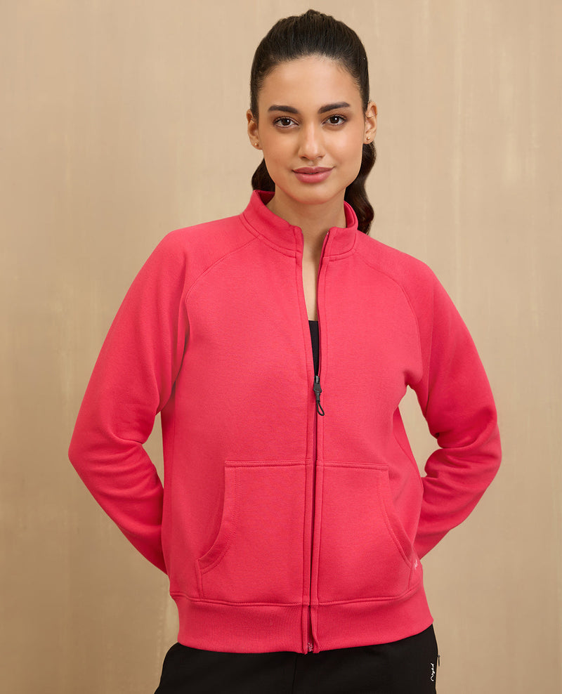 NYKD By Nykaa Cozy Fleece Zippered Jacket -NYLE704-Red