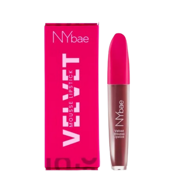 Nybae velvet mousse lipstick with pink packaging on a white background