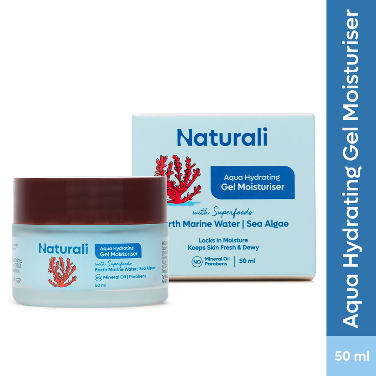 Naturali Aqua Hydrating Gel Moisturizer jar and box on a white background