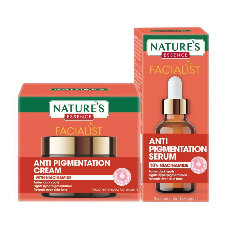 Nature's Essence facial cream and serum packaging on a white background