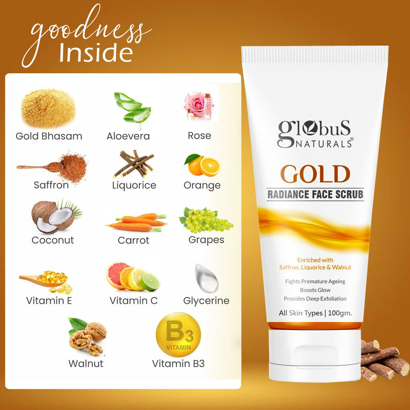 Globus Naturals Gold Radiance Anti Ageing & Brightening Face Scrub