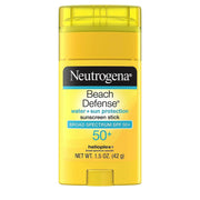 Neutrogena Beach Defense sunscreen stick on a white background