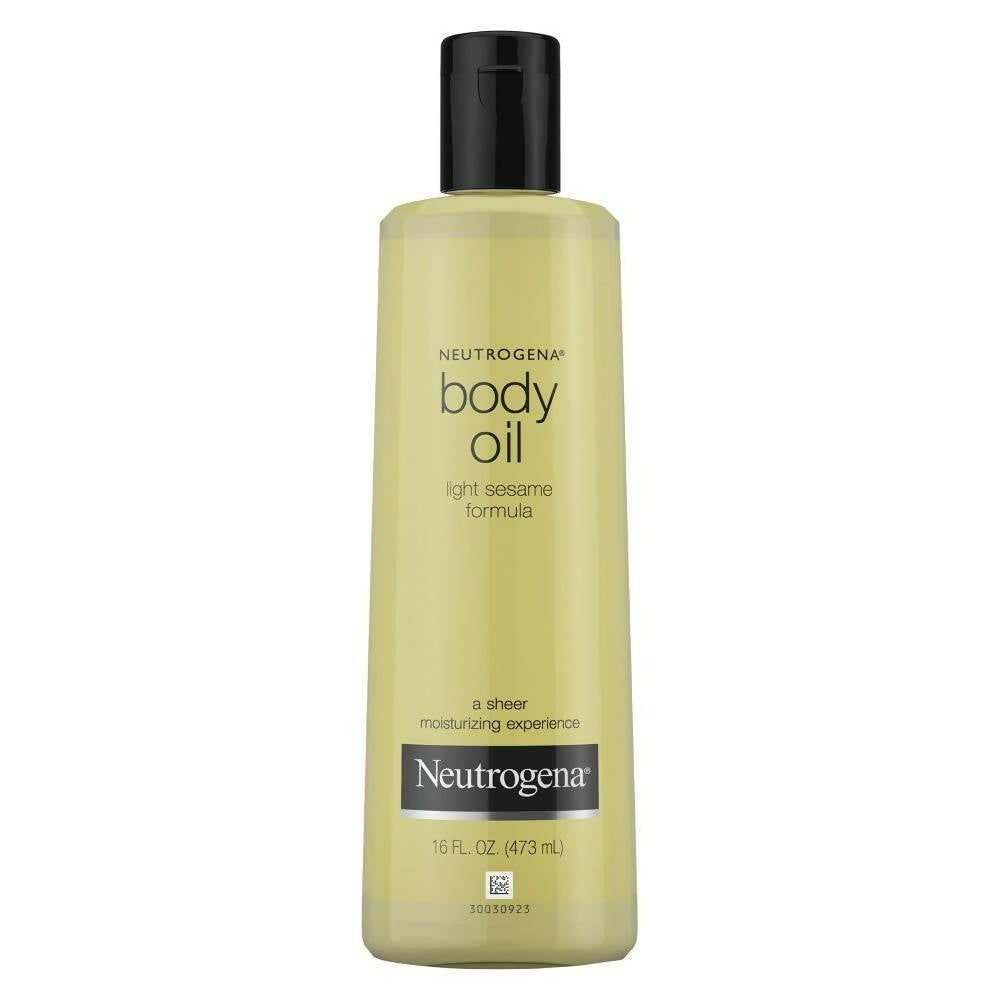 Neutrogena body oil bottle on a white background