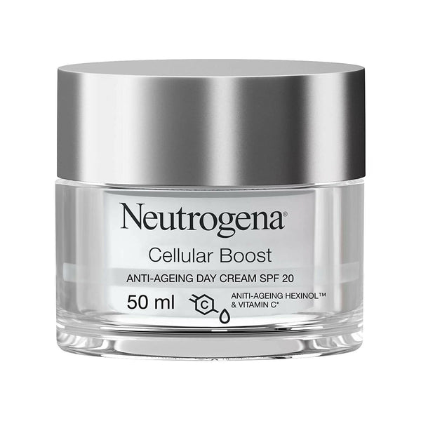 Neutrogena Cellular Boost anti-ageing night cream jar on a white background