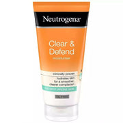 Neutrogena Clear & Defend moisturizer tube on a white background