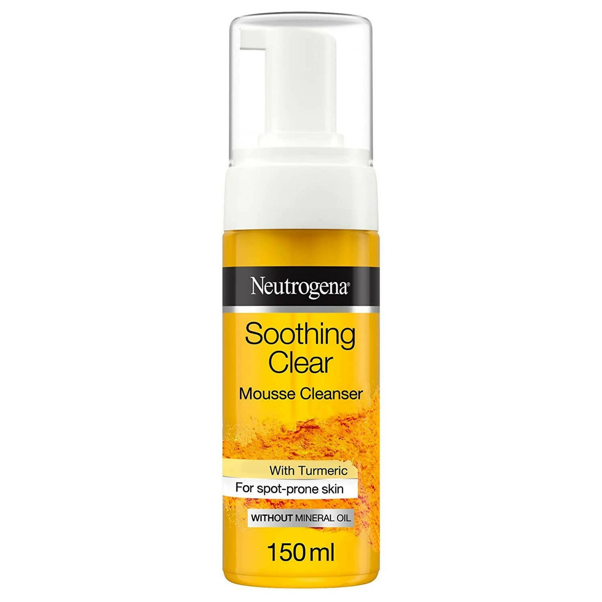 Neutrogena Soothing Clear Mousse Cleanser bottle on a white background