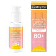 Neutrogena Invisible Daily Defense Face Serum Sunscreen with packaging on a white background