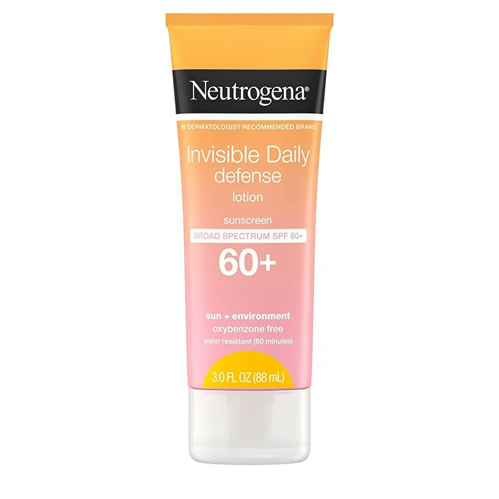 Neutrogena Invisible Daily Defense lotion SPF 60+ on a white background