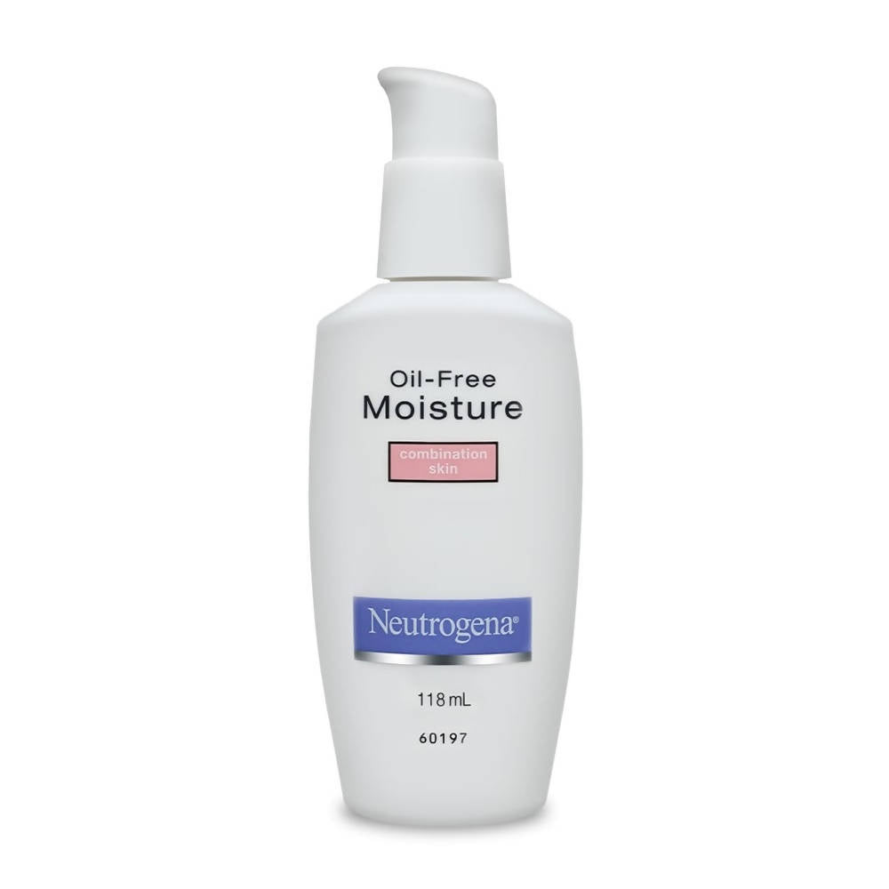 Neutrogena oil-free moisture bottle on a white background
