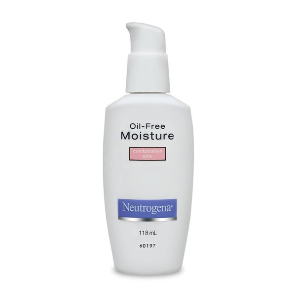 Neutrogena oil-free moisture bottle on a white background