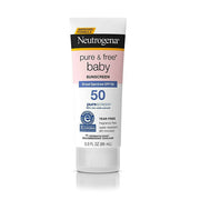 Neutrogena pure & free baby sunscreen tube on a white background