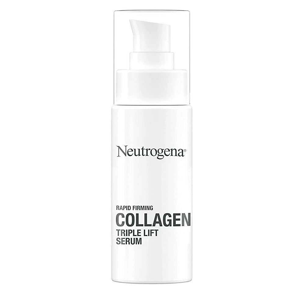 Neutrogena Rapid Firming Collagen Triple Lift Serum bottle on a white background