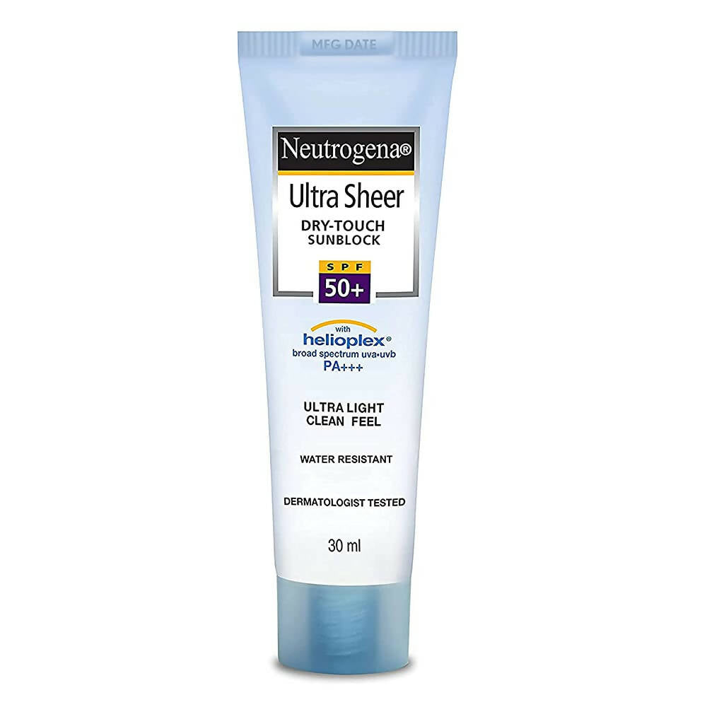 Neutrogena Ultra Sheer dry-touch sunblock SPF 50+ on a white background