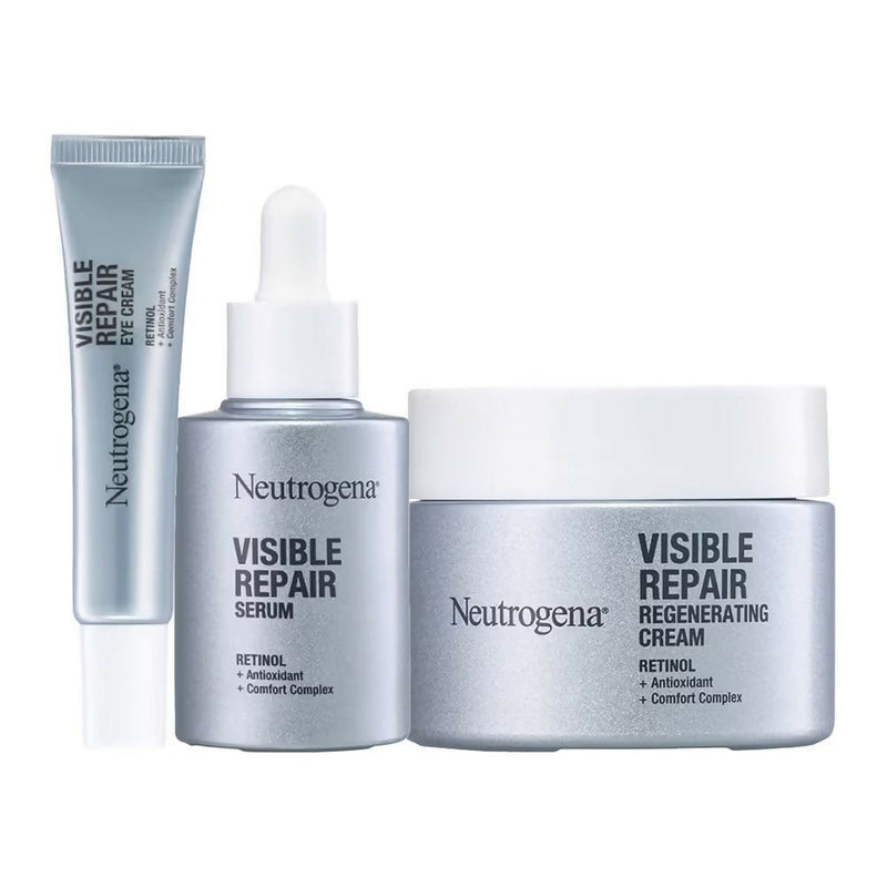 Neutrogena Visible Repair skincare products on a white background