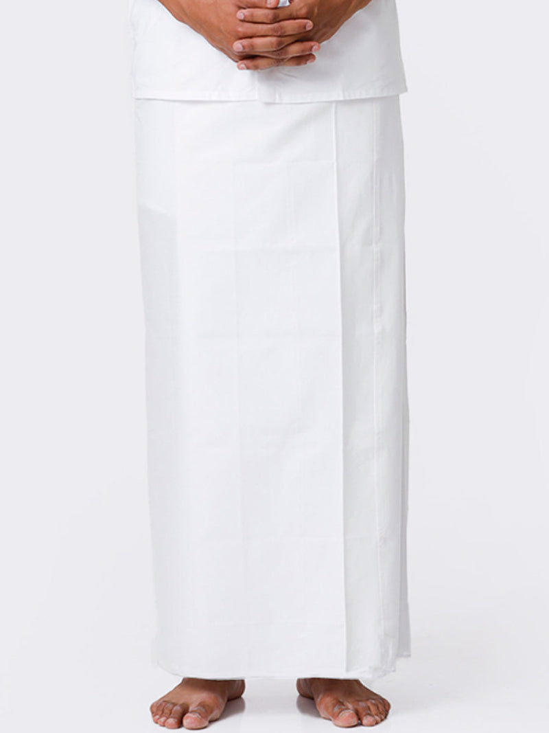 Men 100% Cotton Single Layer Stitched Prayer Dhoti with Small Border AL Mashoor