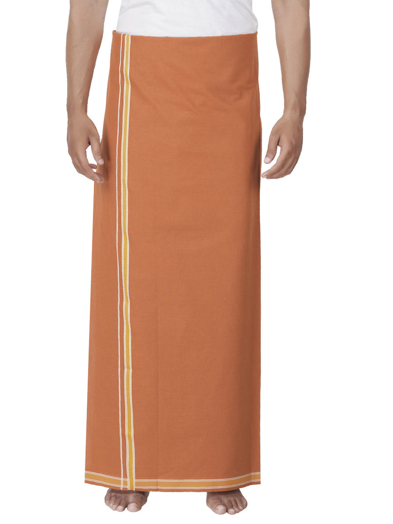 Men Cotton Blend Single Layer Kaavi Dhoti with Assorted Border Charming Colour 1