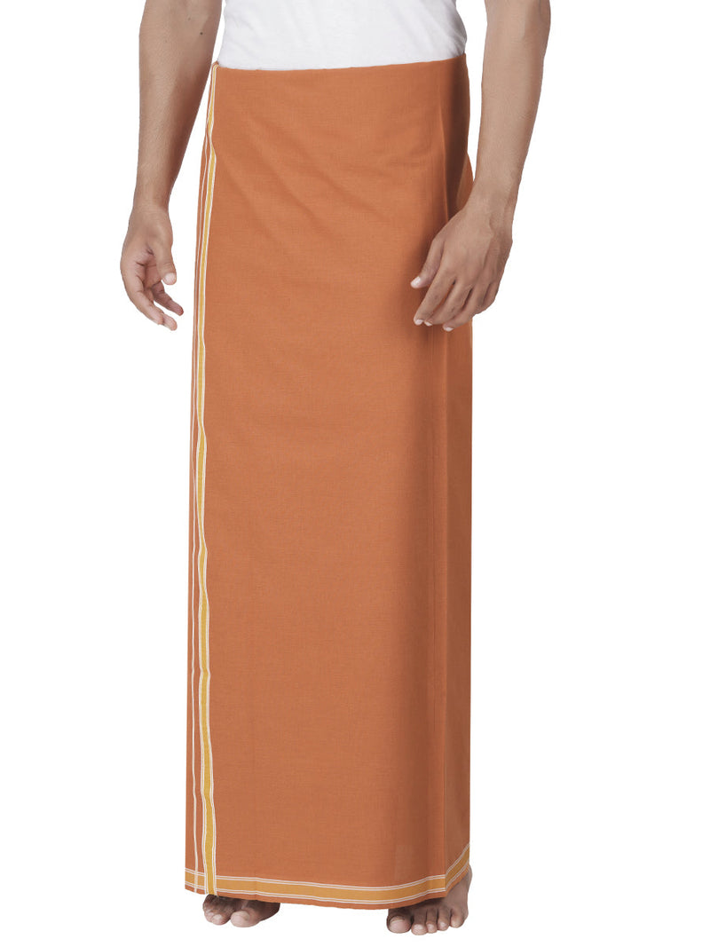 Men Cotton Blend Single Layer Kaavi Dhoti with Assorted Border Charming Colour 1