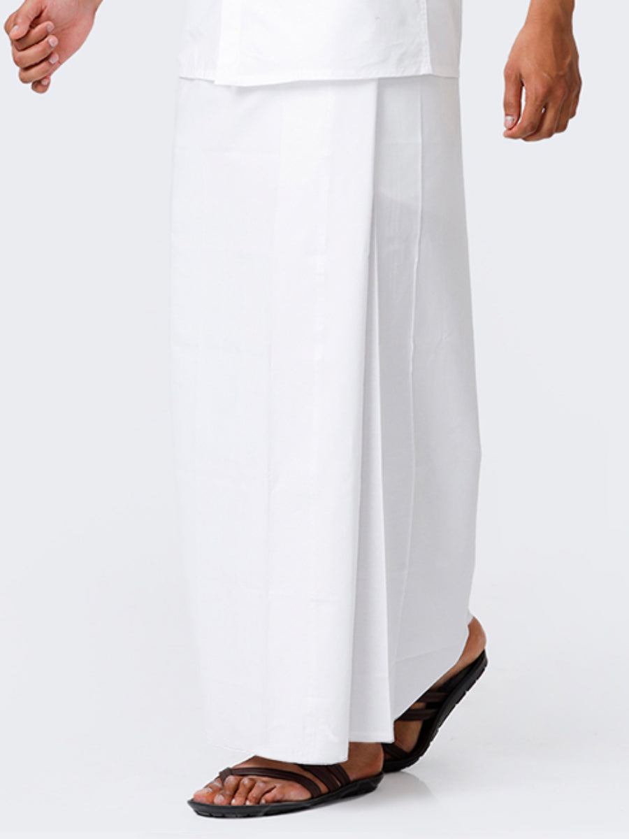 Men 100% Cotton Single Layer Stitched Prayer Dhoti with Small Border AL Mashoor
