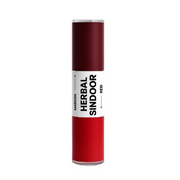 Red bottle of Herbal Sindoor with white label on a white background