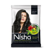 Nisha hair color package with a woman's face on a white background