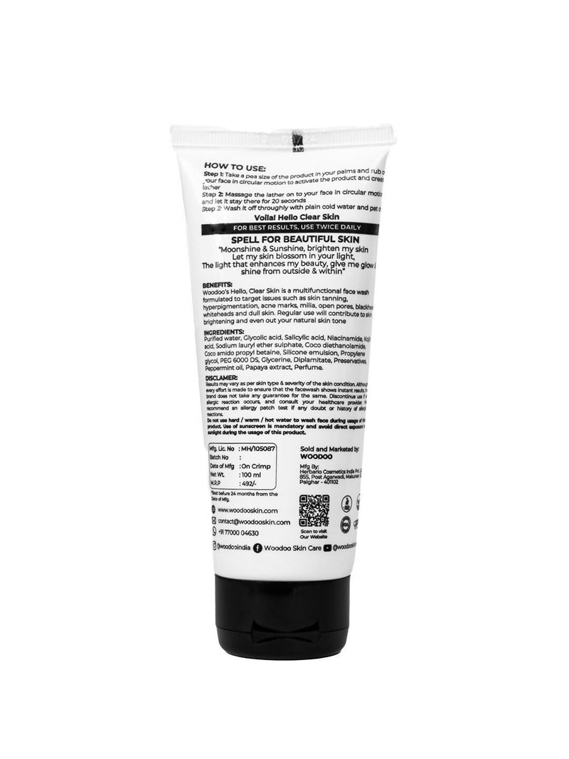 Woodoo Hello Clear Skin Everyday Skin Brightening Face Wash With Niacinamide