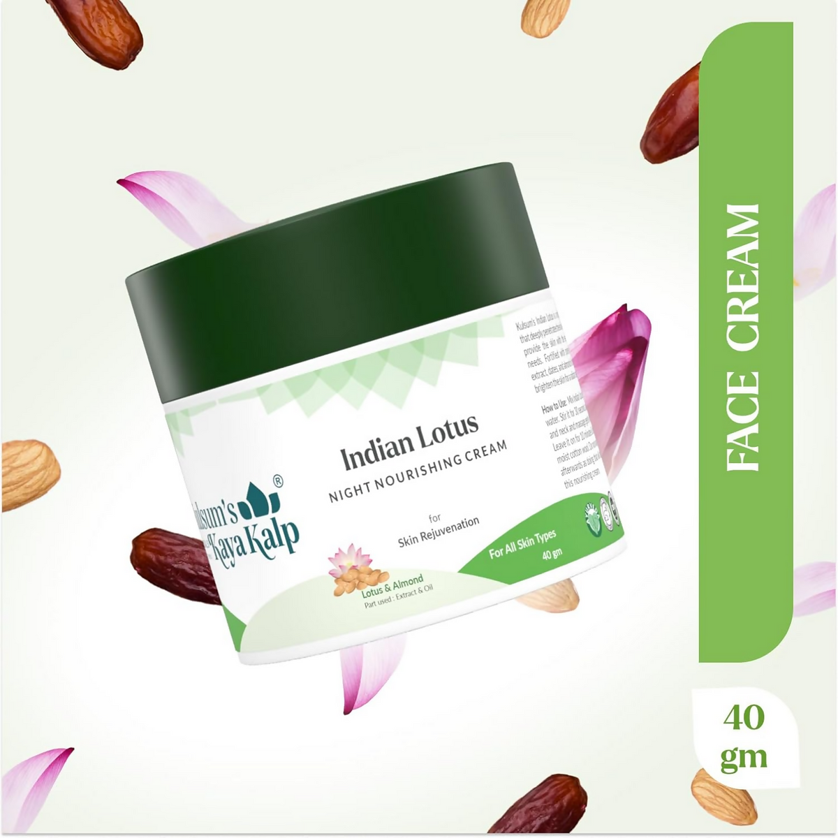 Kulsum's Kaya Kalp Indian Lotus Night Nourishing Cream For Skin Rejuvenation