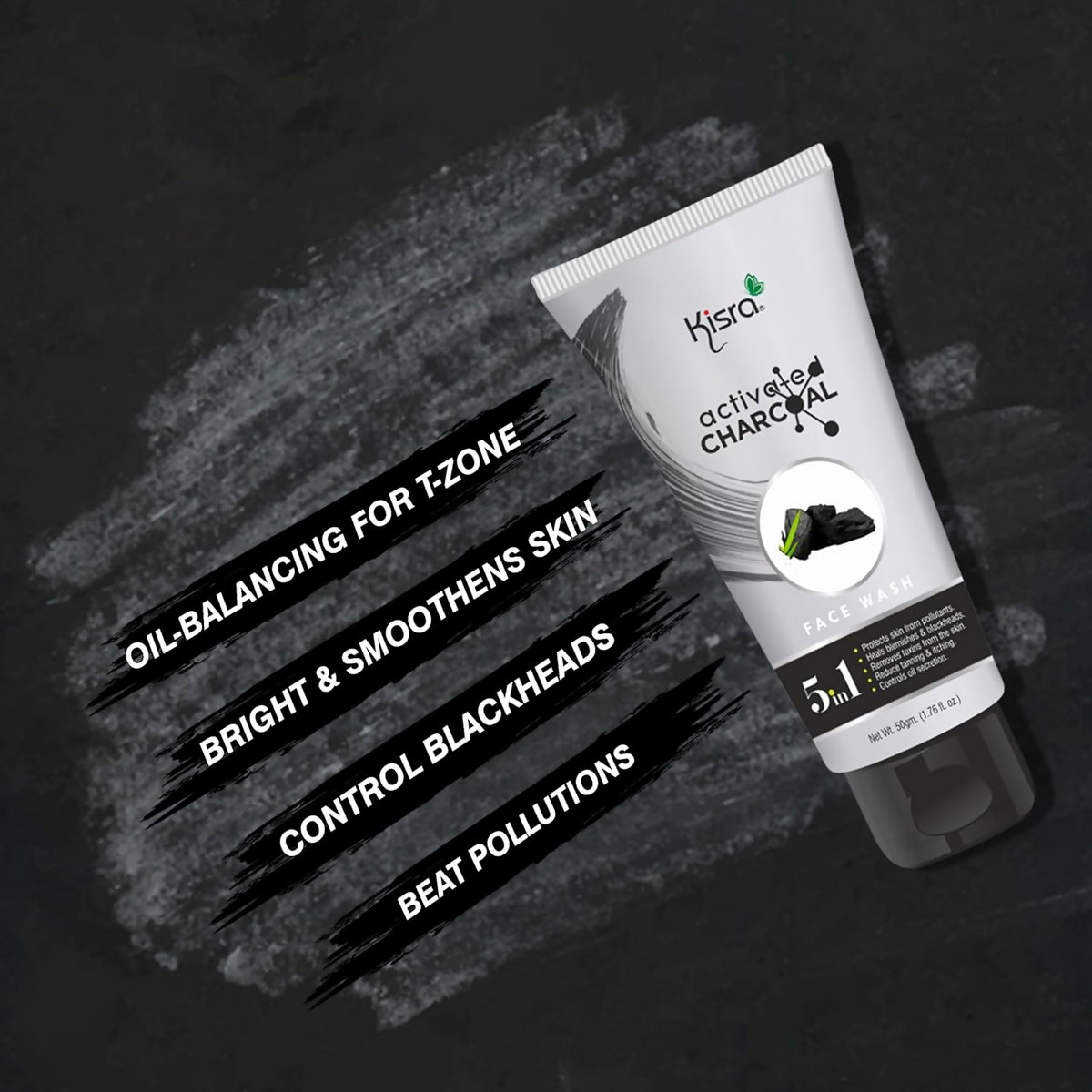 Kisra Activated Charcoal Anti-Pollution Face Wash