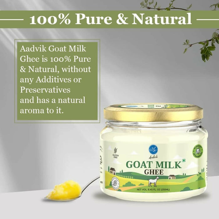 Aadvik A2 Goat Milk Ghee with Ayurvedic Benefits | 100% Pure & Natural Goat Milk Ghee | From Grass Fed Goat A2 Milk