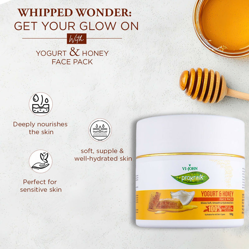 VI-JOHN Prakritik Yogurt & Honey Face Pack Restoresgmlow, Made With 100% Natural Bio Actives