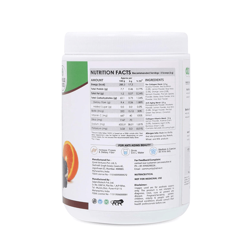 OZiva Vegan Collagen Builder with Biotin & Vitamin C For Brighter & Youthful Skin | Collagen Supplement For Women & Men | Plant Based Collagen Powder