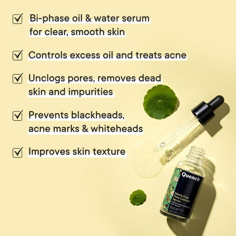 Quench Pore Control Serum with Cica & Korean Ginseng Controls Excess Oil & Acne