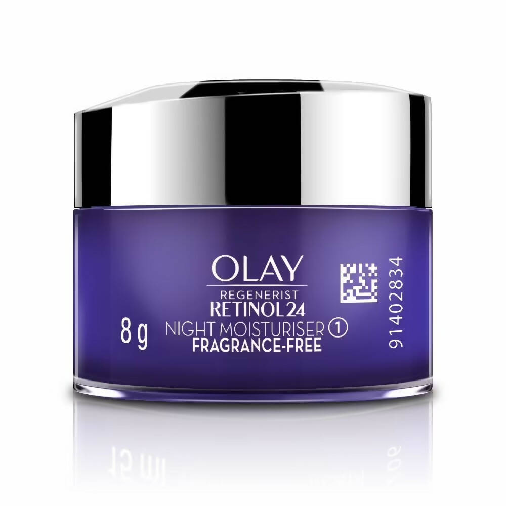 Olay Regenerist Retinol24 night moisturizer jar on a white background