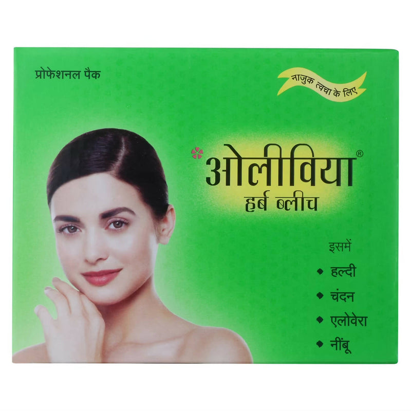 Product packaging with a woman's face on a green background, featuring the brand 'Olivia'.
